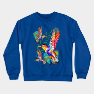 Hummingbird Watercolor Art Floral Pattern Crewneck Sweatshirt